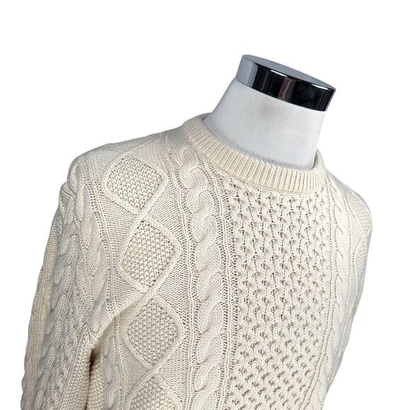 Polo Ralph Lauren Fisherman Sweater Men’s Medium Cream Ivory Chunky Cable Knit - Picture 2 of 10